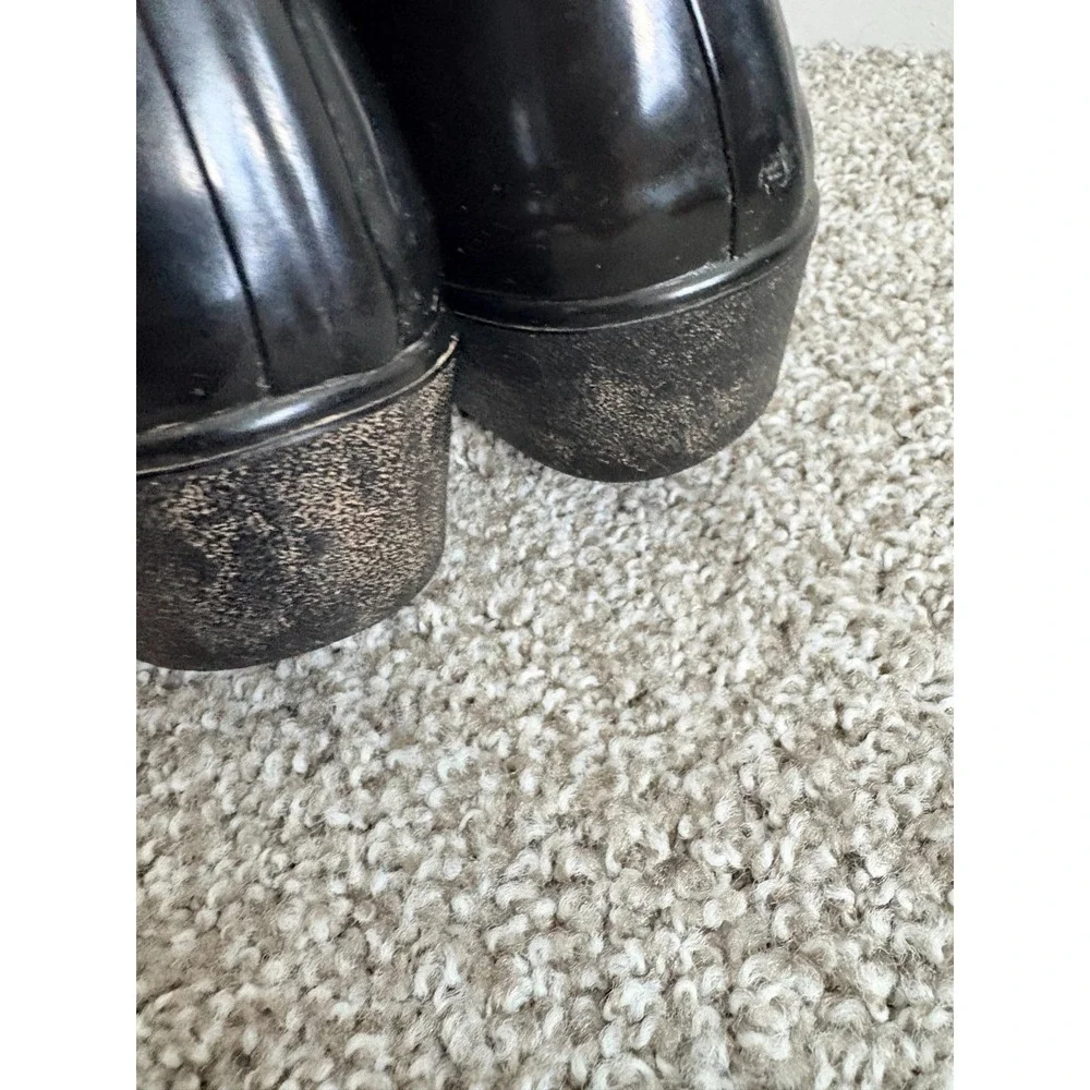 Hunter Black Rain Boots Women's 9 Refined Low Heel Biker Gloss Duo Outdoor